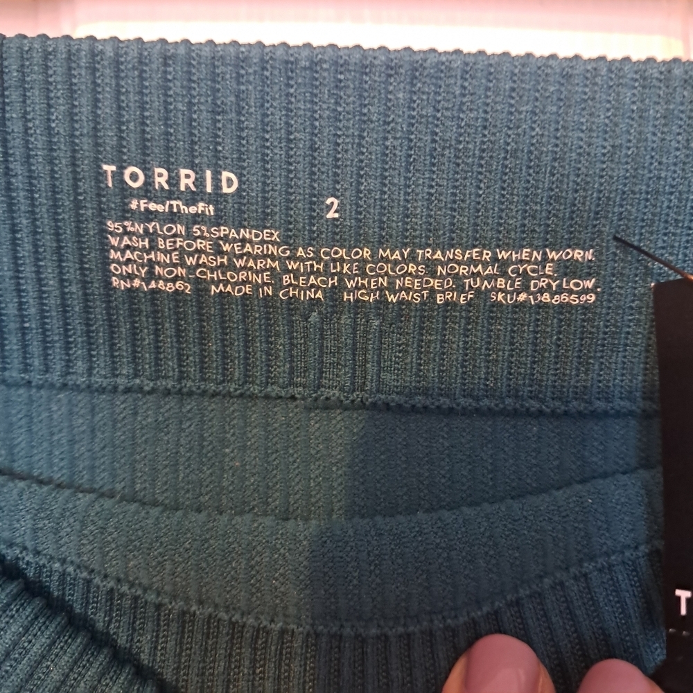 Torrid Teal High Rise Ribbed Panties - Picture 3 of 5